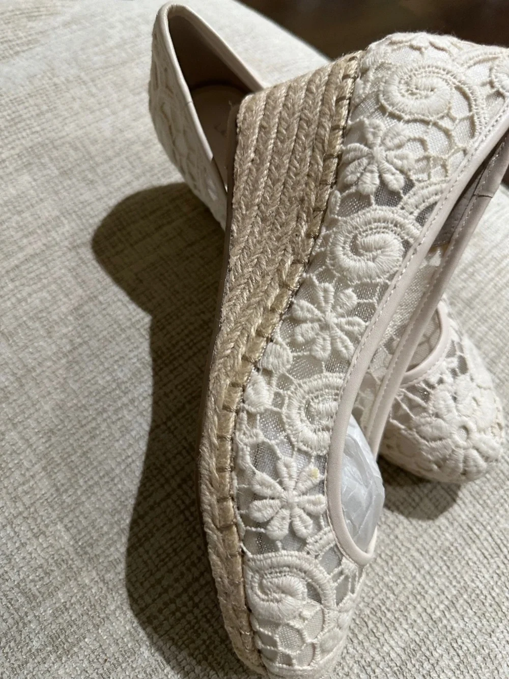 Lands' End Cream Lace Espadrille Flats